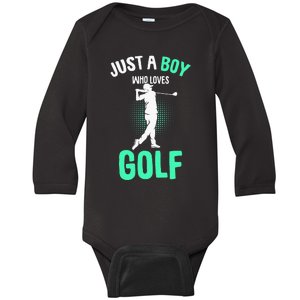 Just A Boy Who Loves Golf Club Golfer Golfing Baby Long Sleeve Bodysuit