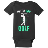 Just A Boy Who Loves Golf Club Golfer Golfing Baby Bodysuit