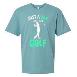 Just A Boy Who Loves Golf Club Golfer Golfing Sueded Cloud Jersey T-Shirt