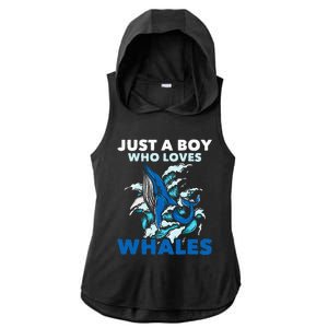 Just A Boy Who Loves Whales Marine Biologist Whale Lover Ladies PosiCharge Tri-Blend Wicking Draft Hoodie Tank