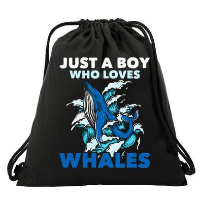 Just A Boy Who Loves Whales Marine Biologist Whale Lover Drawstring Bag
