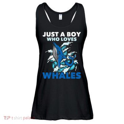 Just A Boy Who Loves Whales Marine Biologist Whale Lover Ladies Essential Flowy Tank