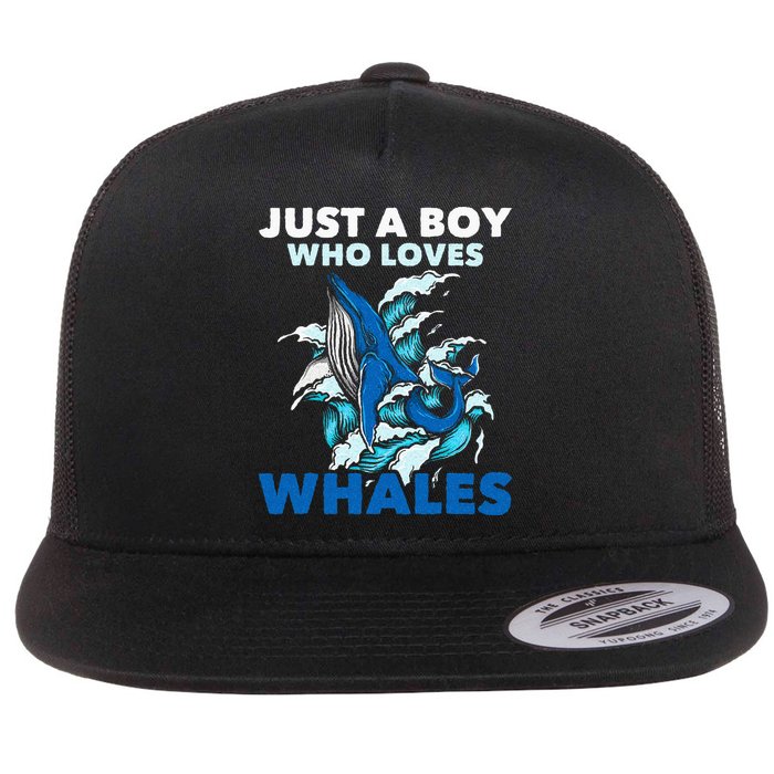 Just A Boy Who Loves Whales Marine Biologist Whale Lover Flat Bill Trucker Hat