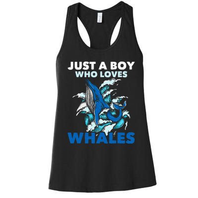 Just A Boy Who Loves Whales Marine Biologist Whale Lover Women's Racerback Tank