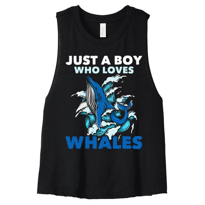 Just A Boy Who Loves Whales Marine Biologist Whale Lover Women's Racerback Cropped Tank