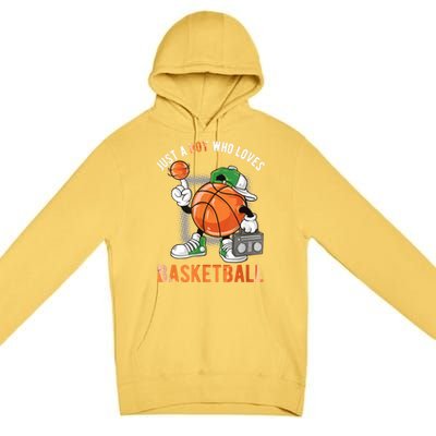 Just A Bo Y Who Loves Basketball Premium Pullover Hoodie