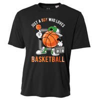 Just A Bo Y Who Loves Basketball Cooling Performance Crew T-Shirt