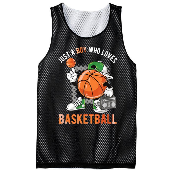 Just A Bo Y Who Loves Basketball Mesh Reversible Basketball Jersey Tank