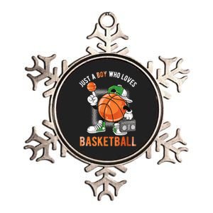 Just A Bo Y Who Loves Basketball Metallic Star Ornament