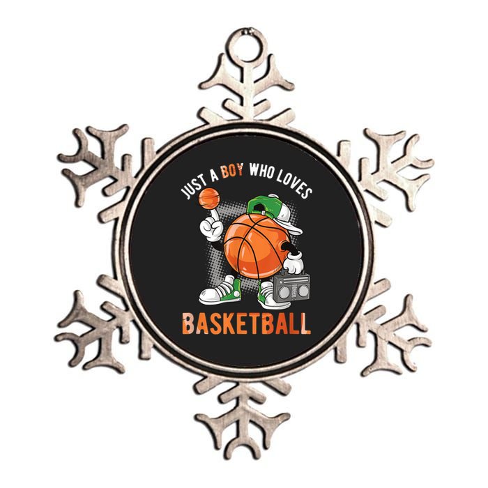 Just A Bo Y Who Loves Basketball Metallic Star Ornament