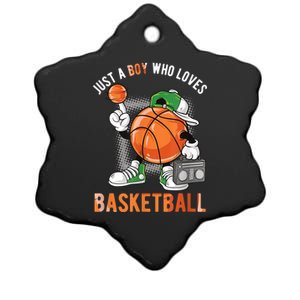 Just A Bo Y Who Loves Basketball Ceramic Star Ornament