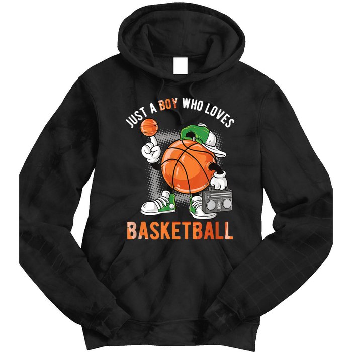 Just A Bo Y Who Loves Basketball Tie Dye Hoodie