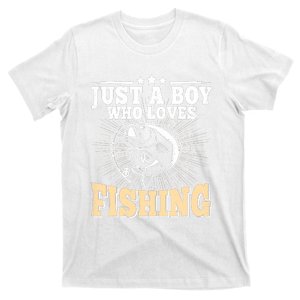 Just A Boy Who Loves Fishing Funny Bass Fish Fisherman T-Shirt