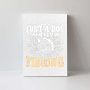 Just A Boy Who Loves Fishing Funny Bass Fish Fisherman Canvas