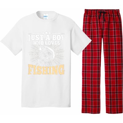 Just A Boy Who Loves Fishing Funny Bass Fish Fisherman Pajama Set