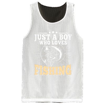 Just A Boy Who Loves Fishing Funny Bass Fish Fisherman Mesh Reversible Basketball Jersey Tank