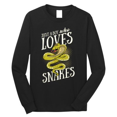 Just A Boy Who Loves Snakes Snake Lover Gift Long Sleeve Shirt