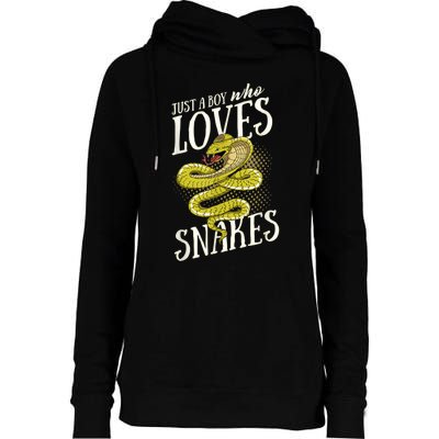 Just A Boy Who Loves Snakes Snake Lover Gift Womens Funnel Neck Pullover Hood