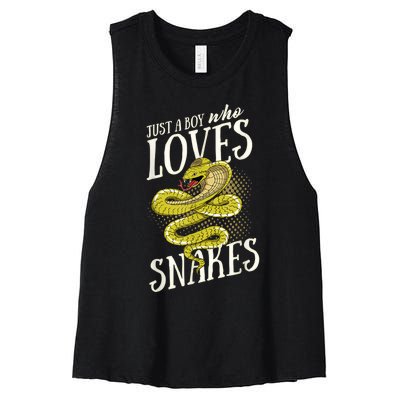 Just A Boy Who Loves Snakes Snake Lover Gift Women's Racerback Cropped Tank