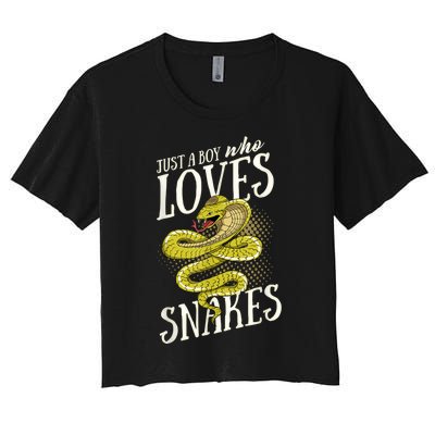 Just A Boy Who Loves Snakes Snake Lover Gift Women's Crop Top Tee