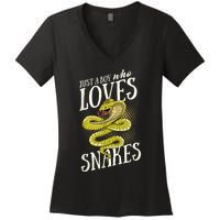 Just A Boy Who Loves Snakes Snake Lover Gift Women's V-Neck T-Shirt