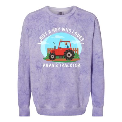 Just A Boy Who Loves Tractors Farming Colorblast Crewneck Sweatshirt