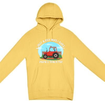 Just A Boy Who Loves Tractors Farming Premium Pullover Hoodie