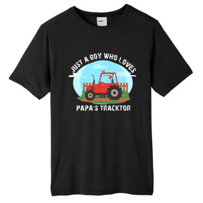 Just A Boy Who Loves Tractors Farming Tall Fusion ChromaSoft Performance T-Shirt