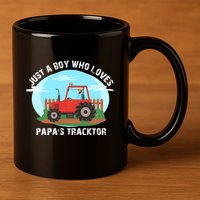 Just A Boy Who Loves Tractors Farming 11oz C Handle Ceramic Mug