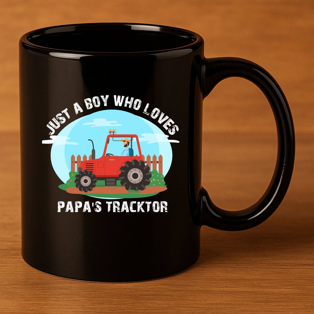 Just A Boy Who Loves Tractors Farming 11oz C Handle Ceramic Mug