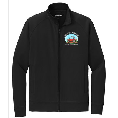 Just A Boy Who Loves Tractors Farming Stretch Full-Zip Cadet Jacket