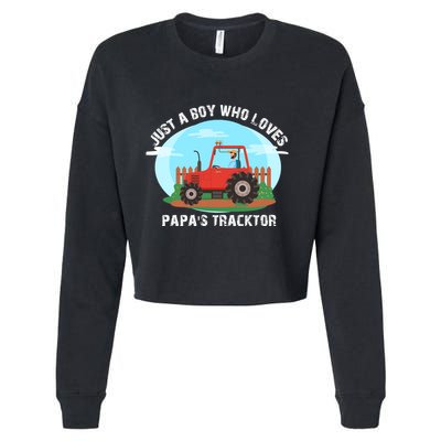 Just A Boy Who Loves Tractors Farming Cropped Pullover Crew