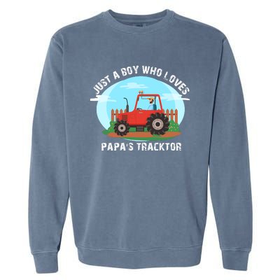 Just A Boy Who Loves Tractors Farming Garment-Dyed Sweatshirt