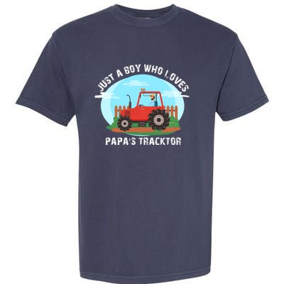 Just A Boy Who Loves Tractors Farming Garment-Dyed Heavyweight T-Shirt