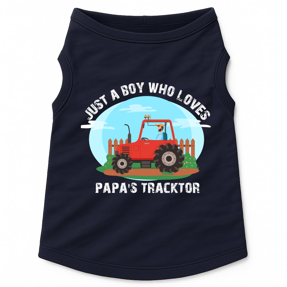 Just A Boy Who Loves Tractors Farming Doggie Tank