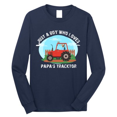 Just A Boy Who Loves Tractors Farming Long Sleeve Shirt