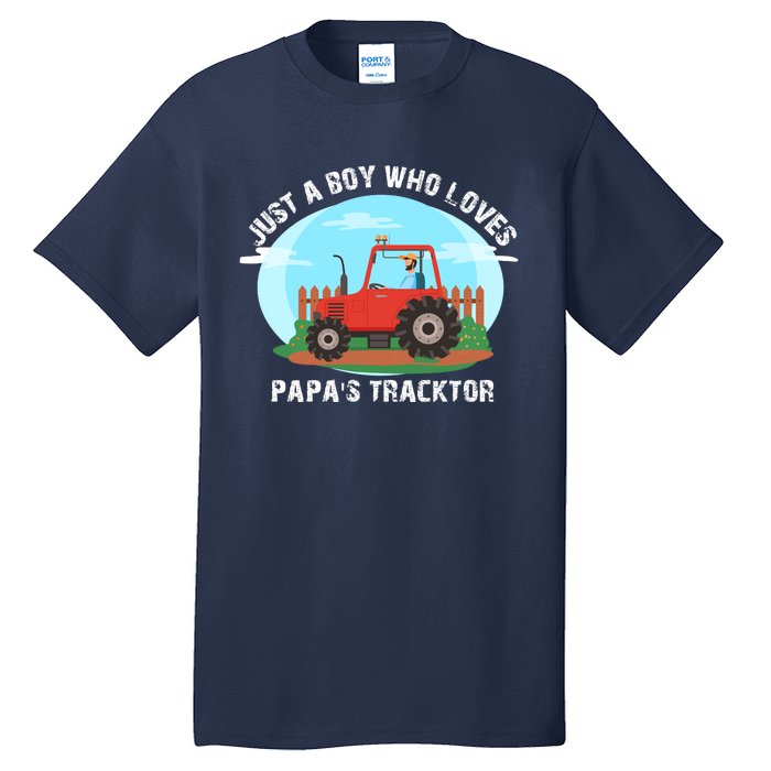 Just A Boy Who Loves Tractors Farming Tall T-Shirt