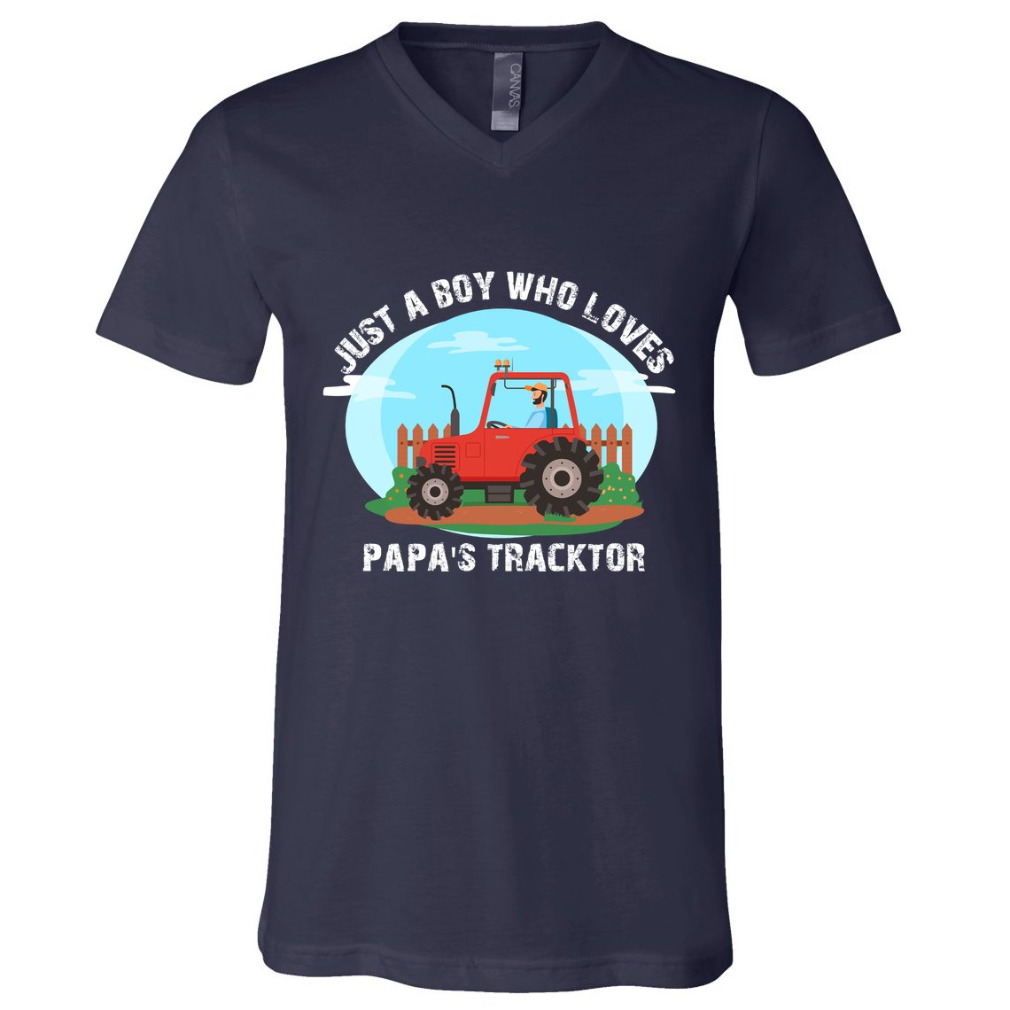 Just A Boy Who Loves Tractors Farming V-Neck T-Shirt