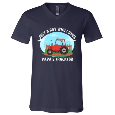 Just A Boy Who Loves Tractors Farming V-Neck T-Shirt