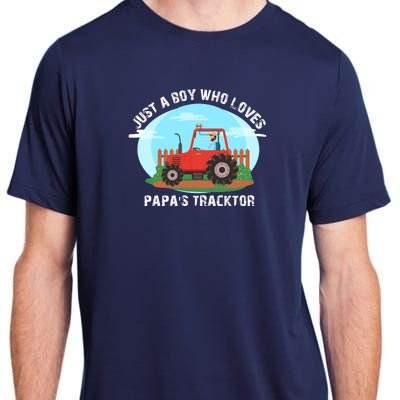 Just A Boy Who Loves Tractors Farming Adult ChromaSoft Performance T-Shirt