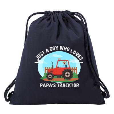 Just A Boy Who Loves Tractors Farming Drawstring Bag
