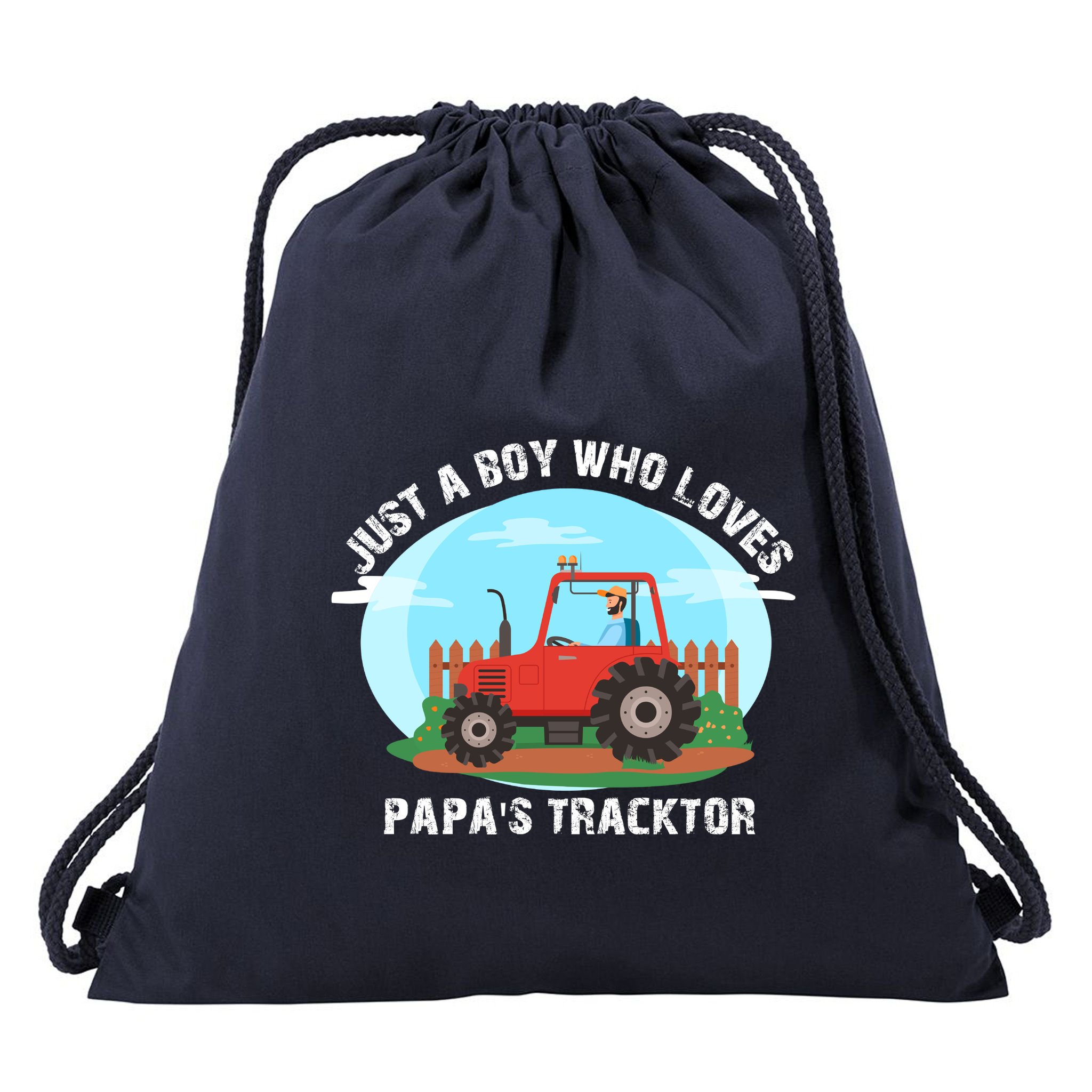 Just A Boy Who Loves Tractors Farming Drawstring Bag