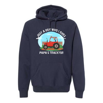 Just A Boy Who Loves Tractors Farming Premium Hoodie