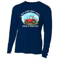 Just A Boy Who Loves Tractors Farming Cooling Performance Long Sleeve Crew