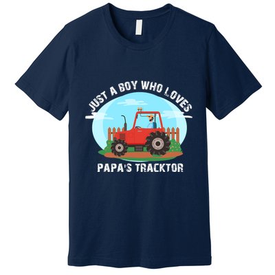 Just A Boy Who Loves Tractors Farming Premium T-Shirt