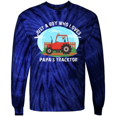 Just A Boy Who Loves Tractors Farming Tie-Dye Long Sleeve Shirt