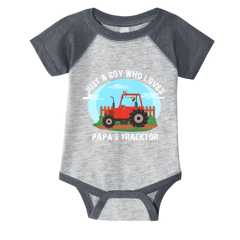 Just A Boy Who Loves Tractors Farming Infant Baby Jersey Bodysuit