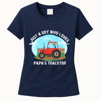 Just A Boy Who Loves Tractors Farming Womens T-Shirt