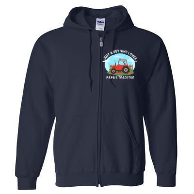 Just A Boy Who Loves Tractors Farming Full Zip Hoodie