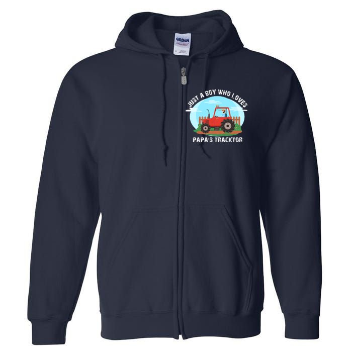 Just A Boy Who Loves Tractors Farming Full Zip Hoodie